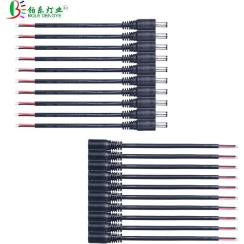 5pcs 10pcs DC Male Female Extension Wire 2.1mm*5.5mm 15cm Black Jack Plug Connect Cable For Power Adapter LED Strip CCTV Camera