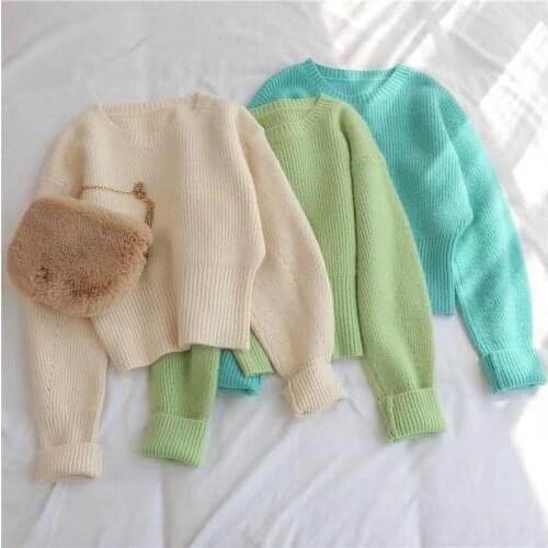 Foridol autumn winter knitted cropped sweater pullovers casual oversized vintage short sweater jumper 2020