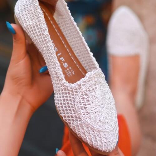 Tonar Rinz White Braided Ballerina Women Shoes Spring Summer New Season Casual Cool Casual Style Elegant Summer