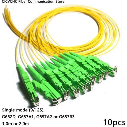 10pcs LSH/APC (E2000)-SM(9/125)-G652D, G657A1, G657A2-0.9mm Cable-1m or 2m / Optical Fiber Pigtail
