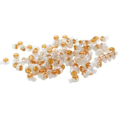 100 x Air Tight Orange Clear Button Cable UY Butt Splice Connectors