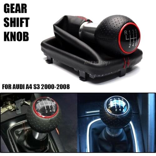 12MM Manual Gear Shift Shifter Lever Knob Gaiter Boot Cover Case Collar For Audi A3 S3 2001 2002 2003 5 6 Speed Car Styling