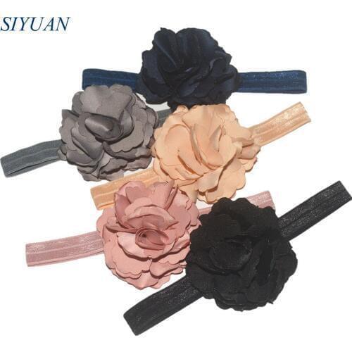 20pcs/lot Vintage Burned Satin Flower Headband Ribbon Foe Hair Band for Girl Baptism Shower Hair Accessories HB025
