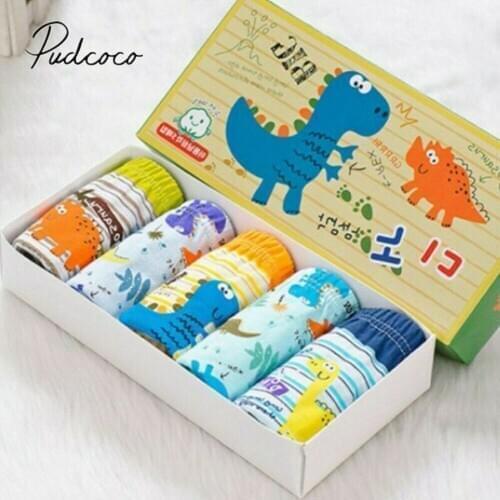 2019 Baby Underwear Clothing 5Pcs/Set Kids Boys Cotton Soft Colorful Dinosaur Briefs Washable Underwear Briefs Panties 2-14T