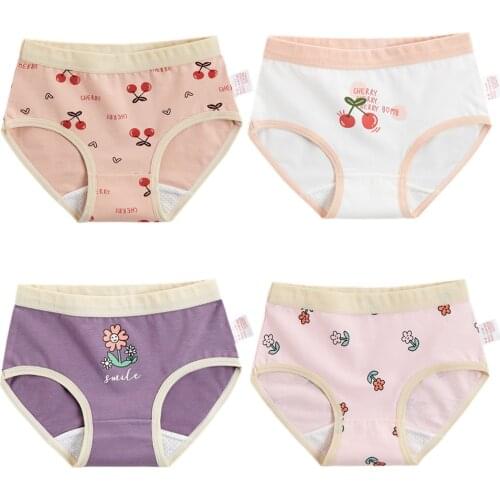 OMGosh Full Cotton Girls Underwear 4pcs Boxers Dot Girls Underpants Panties Girls Clothes for 3 4 6 8 10 12 Years Old RKU173002