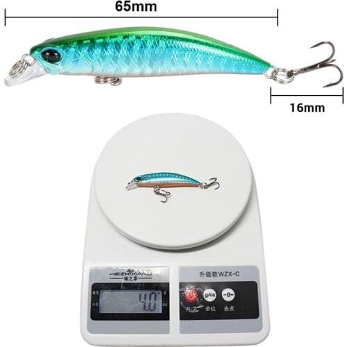 6.5cm/4g Artificial 10Colors Sink ABS Plastic Hard Bait Bionic Bait Depth Dive 0.5-1.5M With Hook Sea Fishing Lures Sea