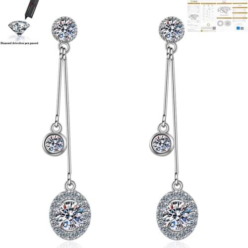 925 Sterling Silver Wedding Party Anniversary High Quality 0.9 Carat D Color Moissanite Earrings Fashion Jewelry