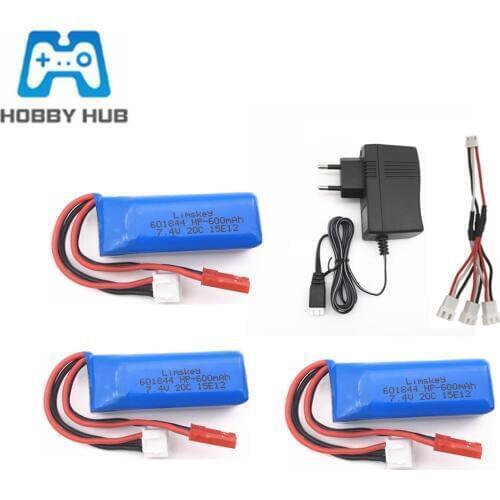7.4v 600mAh 20c Lipo Battery+ 7.4v Charger Sets for WLtoys K969 K979 K989 K999 P929 P939 RC Car Spare Parts 601844 2s battery