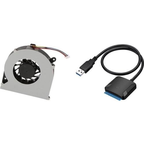 AU42 -1 Pcs CPU Cooling Fan Fit 4Pin & 1 Pcs USB 3.0 to Sata Adapter Converter Cable 22Pin SataIII to USB3,0 Adapters