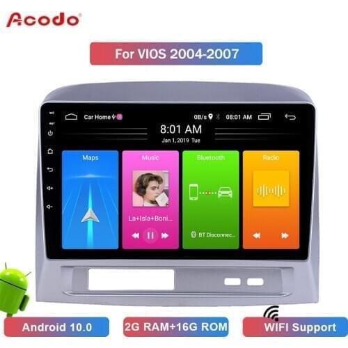 ACODO 2+16G Android 10.0 Car Radio Multimedia Player For Toyota VIOS 2004-2007 Navigation GPS 2 din
