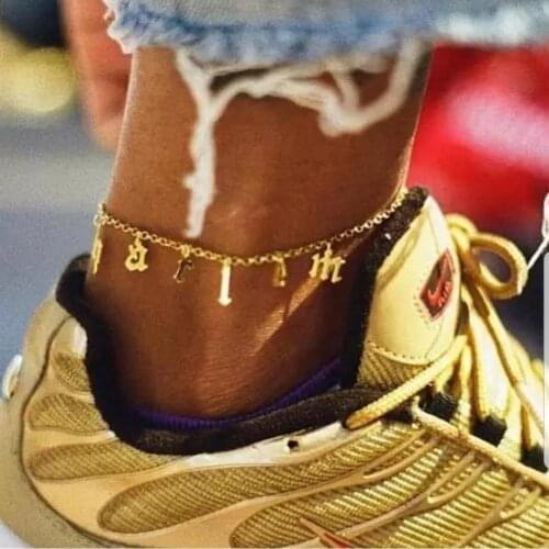 Custom Name Personalized Numbers Anklets For Women Gold Silver Color Stainless Steel Foot Chain Female Ankle On The Leg Gifts