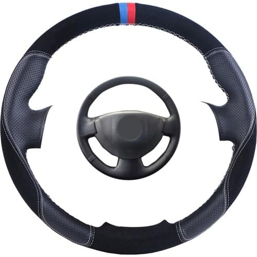 Custom Car Steering Wheel Cover For Renault Logan 1/Sandero 1/ Clio 2/Lada Largus 1/Nissan Almera 3 Leather Auto Steering Braid