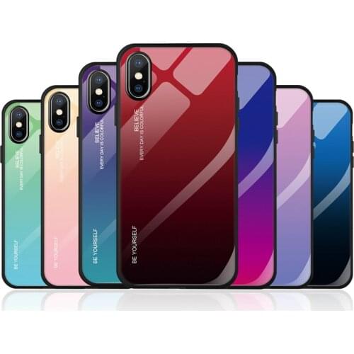 Gradient Painted Case For iPhone 11 Case Tempered Glass Cover For iPhone 11 12 Pro Max Mini Case For iPhone X XR XS 7 8 6s Plus