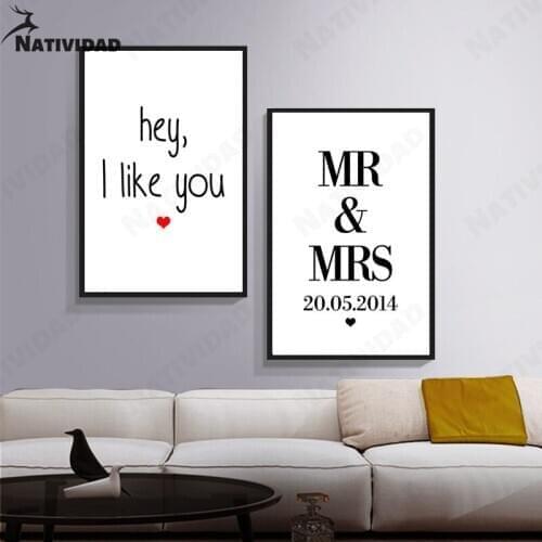 Hey, i Like Your Husband and Wife Marriage Anniversary Love Day Gift Poster Family Bedroom Wall Decoration Art Canvas Painting