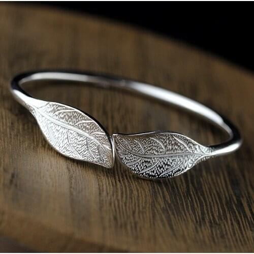 Hot Sale HF Brand Trendy Silver Bangle Stars Leaf Silver Bangle Real Silver Bracelet Limited Ladys S925 Pure Silver Bracelet
