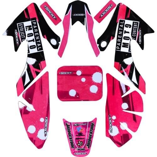 Pink colour 3M graphics decals sticker Fit For Honda dirt pit bike XR50 CRF50,For Kayo Chinese Motorcycle