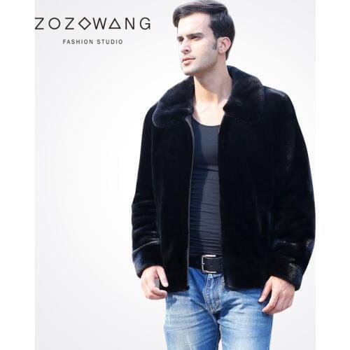 Imports of new winter fashion mens mink coat Haining Leather grass mink cashmere mink jacket lapel padded Faux fur man jacket