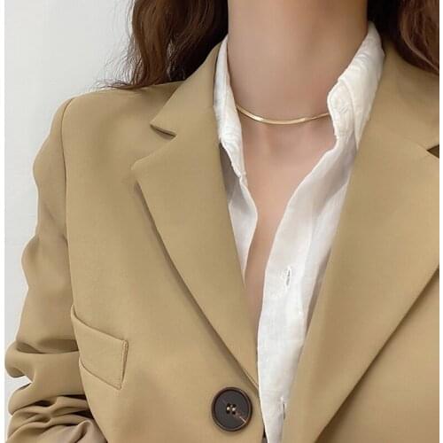 Delicate Shining Silver Color Chain Necklace For Women Girls Simple Clavicle Snake Bone Chain Necklace Fashion Jewelry Dropship