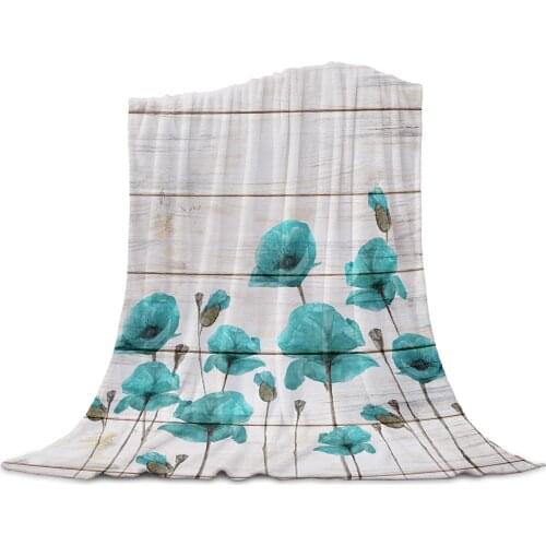 Poppy Flower Wood Board Printed Flannel Throw Blanket Quilts Keep Warm Sofa Child Blanket Home Textiles Family Gift