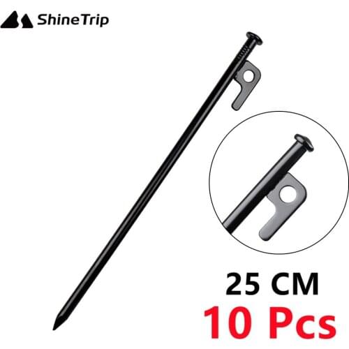 10Pcs Tent Pegs 25cm Steel Metal Tent Beach Canopy Camping Stakes Ground Nails For Outdoor Camping Awning Traveling Accessories