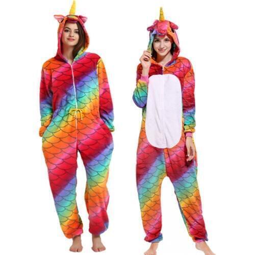 Cartoon Animal Kugurumi Long Sleeve Hooded Onesie Women Cute Stitch cat unicorn panda Onsie Winter Homewear Onesies For Adults