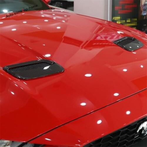 Yimaautotrims Front Engine Air Conditioning AC Outlet Vent Frame Cover Trim Fit For Ford Mustang 2018 2019 2020 ABS Carbon Fiber