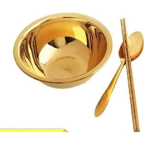 4.4" Brass bowl copper chopsticks copper spoon cutlery