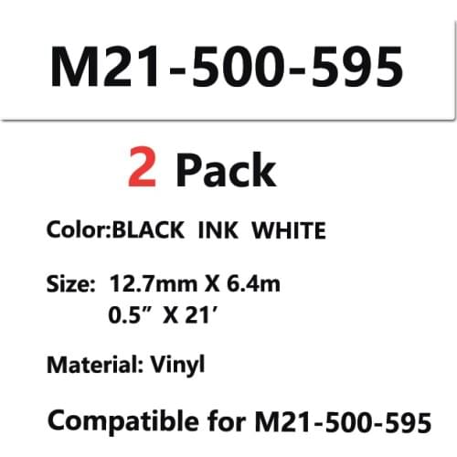2 Pack M21 500 595 Vinyl Label Tape Black on Green M21-500-595 Cartridge for BMP21-PLUS IDPAL and LABPAL Label Printer BMP LAB