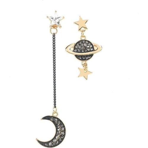 Moon Saturn Drop Earrings Korea Simple Asymmetric Long Wild Earring Star Pendant Female Temperament Girls New Ear Jewelry