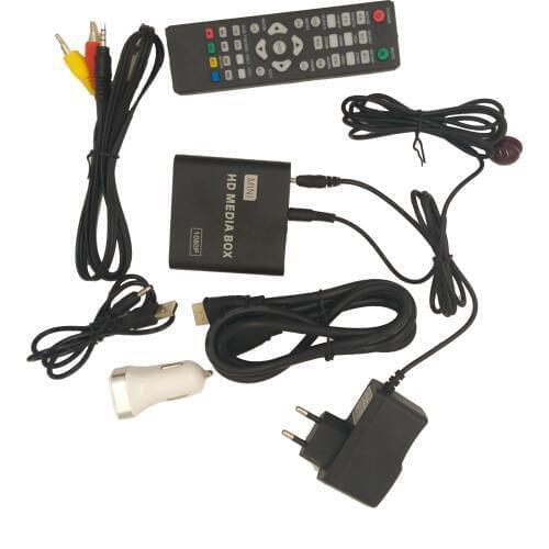 HD 1080P mini car Media Player for car Center HDD U Disk MultiMedia Player with Car Charger IR Extender HDMI-compatible cable