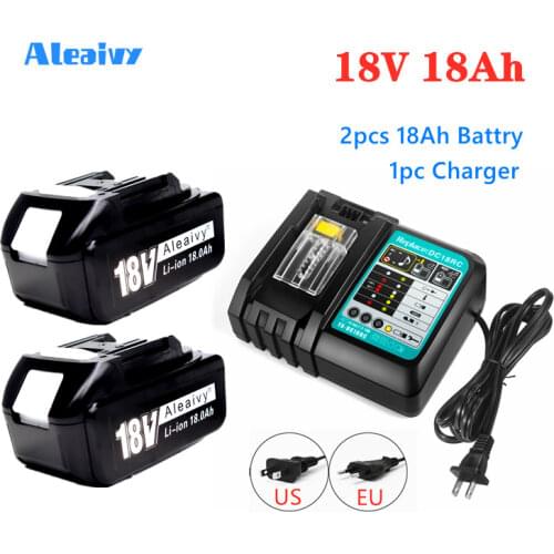 Original 18V 18Ah Battery 18000mAh Li-Ion Battery Replacement Power Battery for MAKITA BL1880 BL1860 BL1830 Battery + 4A Charger
