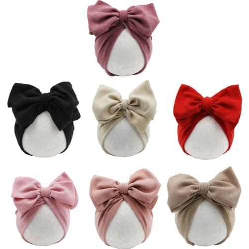 Baby Hat Girls Bows Turban Hat Infant Photography Props Kids Beanie Children Cap F3ME