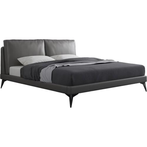 Modern style genuine leather colorful king size bedroom furniture set