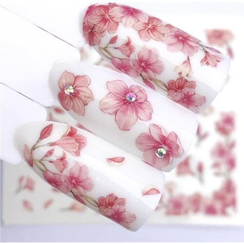 Fashion Stickers for Nails DIY Flowers Peach Blossom Water Sliders Manicure Decor Watercolor Nail Decal Stickers Accessoires