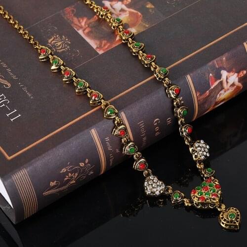 Algerian Style Bridal Headchain Necklace With Rhinestone Jewelry Embellishment For Womens Wedding Dress Necklace