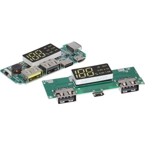LED Dual USB 5V 2.4A Micro/Type-C USB Mobile Power Bank 18650 Charging Module Lithium Battery Charger Board Circuit Protection