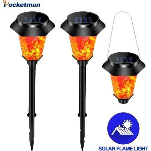 LED Solar Flame Lights Landscape Lawn Lamp Flickering Flame Hanging Lights Path Garden Light Outdoor Torch Camping Tent Lantern