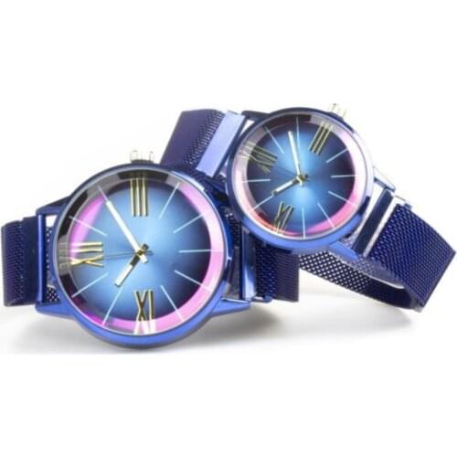 Navy blue Mesh Magnet Cord Colorful Glass Dear Watches