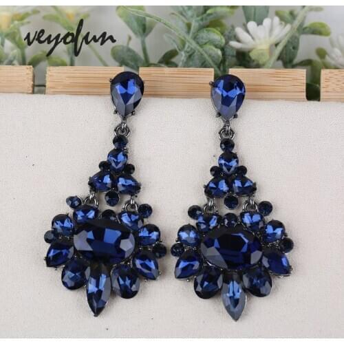 Veyofun Classic Luxury Crystal Drop Earrings Bridal Dangle Earrings Fashion Jewelry for Women New Gift