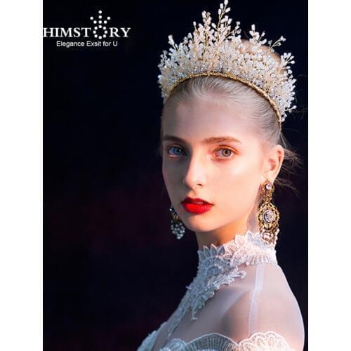 HIMSTORY High Grade Full Handmade Hairband Bridal Wedding Hair Accessories Royal Tiaras Crown Wedding Headpiece Jewerly