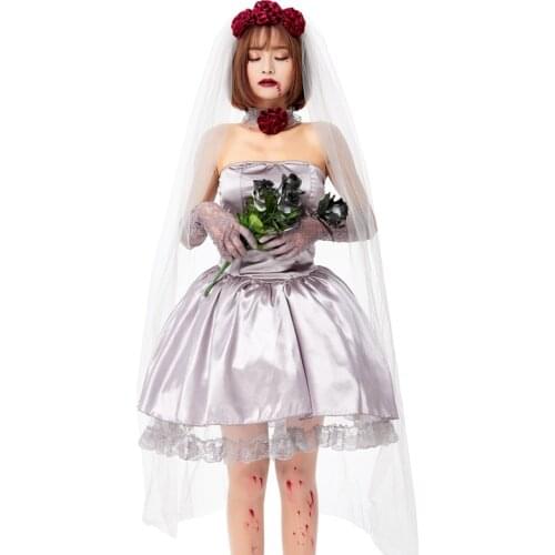 New Lotte Halloween Adult Vampire Cosplay Flower Married Rose Ghost Bride Crossdress Halloween Costumes for Women