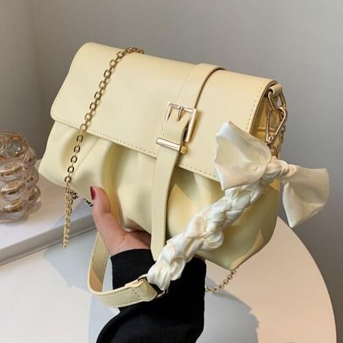 European and American High-quality Womens Silk Scarf Pleated Shoulder Bag 2021 New Korean Fashion Casual Net Red Messenger Bag