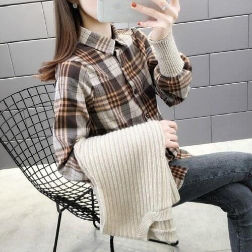 Women Sweater Vest Autumn and Winter Long Sleeve Shirt Sweater Two-Piece Vest Vest Sweater Womens Loose Fashion Suit 214th