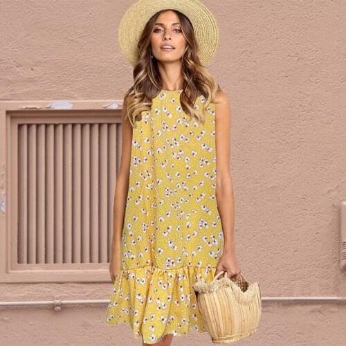 Floral Dress Ruffle Women 2020 Summer Street Sexy Casual Slim Beach Party O Neck Flower Print Bohemian Dresses Club Vestidos