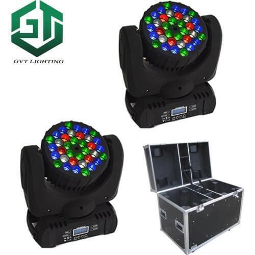 2pcs/lot flightcase packing 36*3W Beam Moving Head Light RGBW LED Wash Moving Stage Lighting