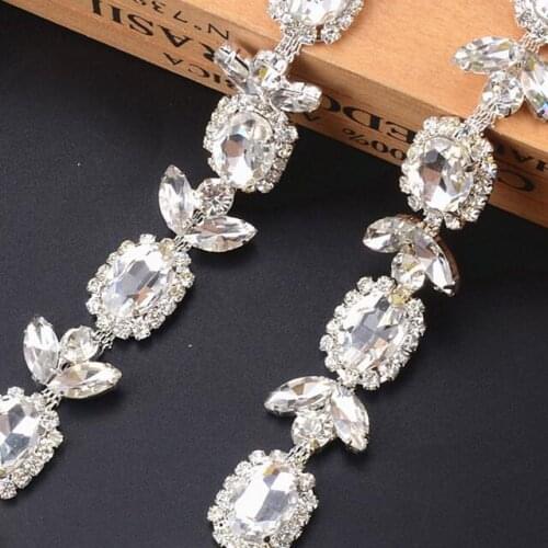 2yards High Grade Rhinestone Lace Trim Ribbon Diamond Crystal Chain DIY Wedding Dress Decoration For Sewing Clothing Accessories