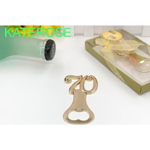 96PCS Digital 70 Design Gold Bottle Opener Wedding Anniversary Party Giveaways Birthday Keepsakes 70th Beer Openers