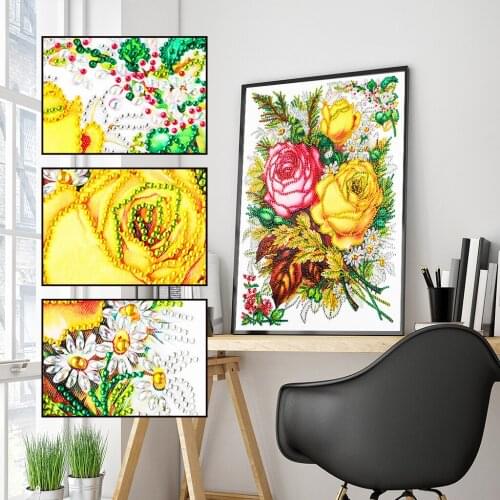 5D diamond painting rose flower DIY special-shaped diamond diamond painting flower decoration gift painting 30x40cm