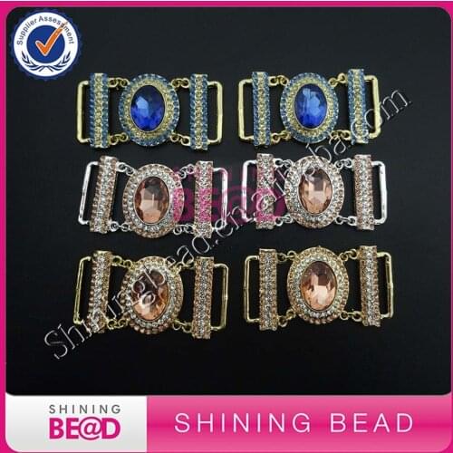 FREE SHIPPING! Customized Colorful Short Oval Glass Bead Rhinestone Bikini Connector,Crystal Rhinestone Bikini Connector