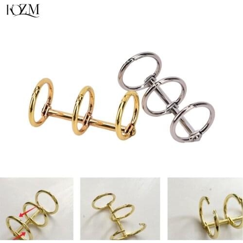 3-Ring gold silver Notebook Loose Practical Leaf Binder loose-leaf Metal Split Hinged Rings Scrapbooking Binder Album Calendar